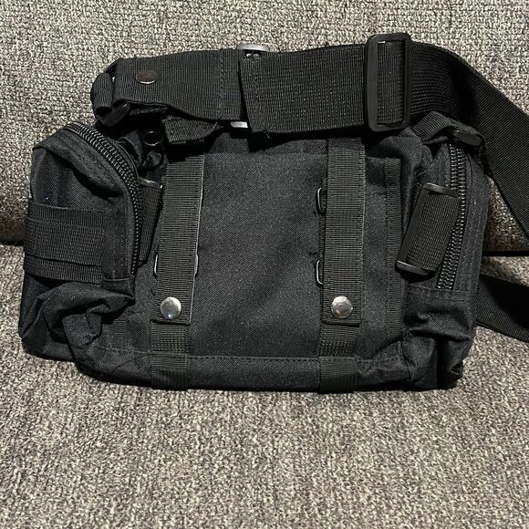 Multifunctional Canvas Camera Bag Black Waist Pack Tactical Hiking Camp Outdoor - Picture 2 of 11